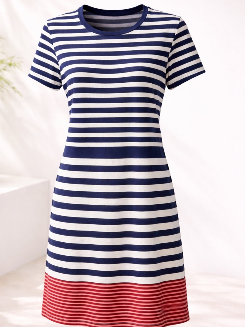 Old Navy Navy Striped Short Sleeve T-Shirt Dress Medium